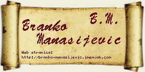 Branko Manasijević vizit kartica